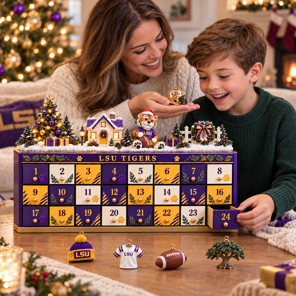 Premium LSU Christmas Wooden Advent Calendar TTMH