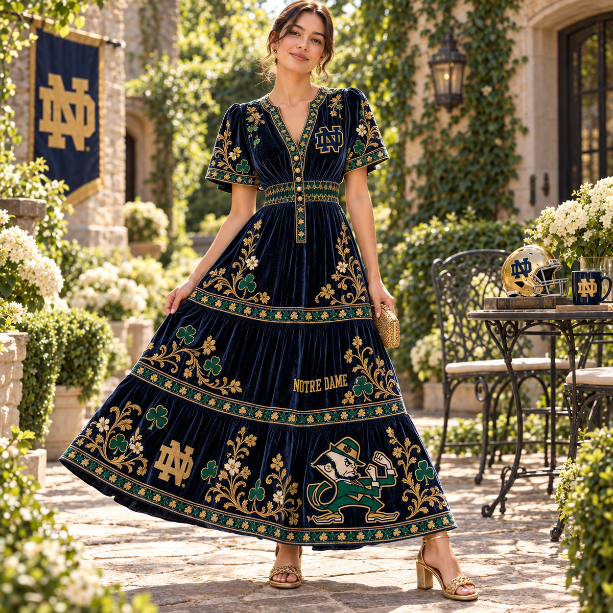 NDFI Premium Embroidered Velvet Maxi Dress PTKL