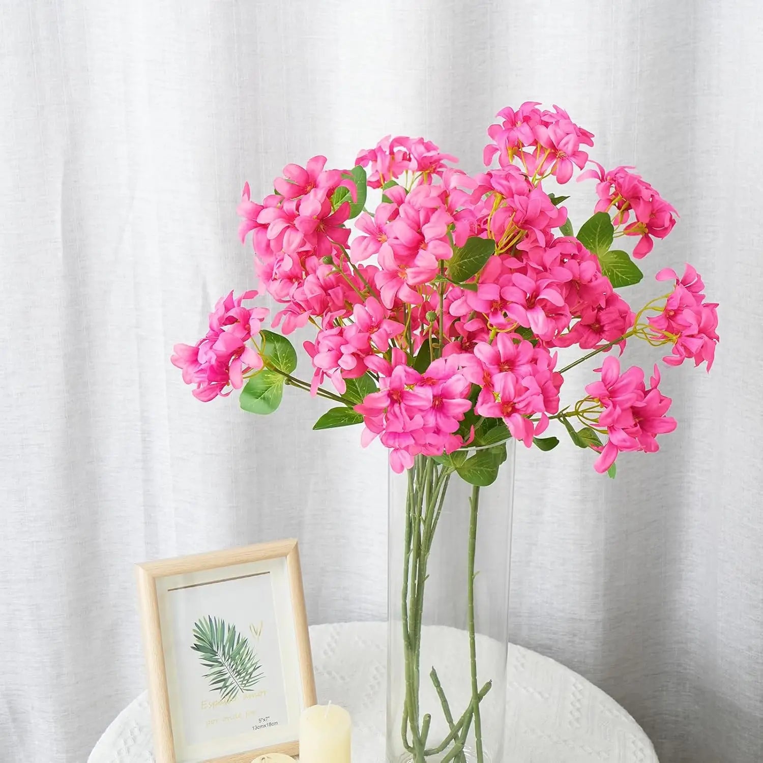 Hot Pink Artificial Flowers,5PCS Faux Geraniums Flowers with Stems Realistic,Silk Floral Arrangements Flowers for Home Decor