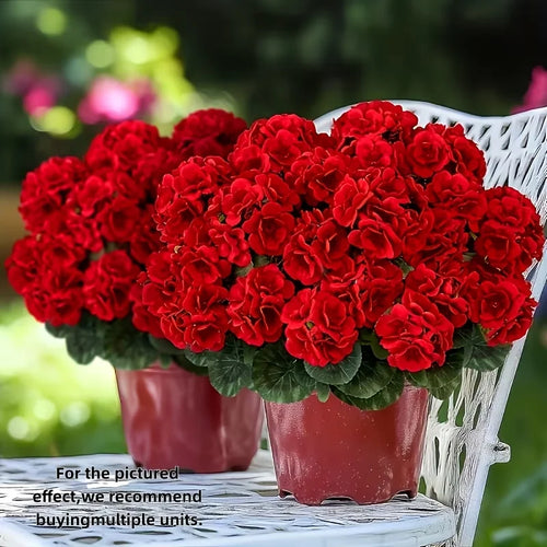 Red Artificial Geranium Fake Flowers Realistic Plastic UV Resistant Indoor Outdoor Home Garden Wedding Easter Mother's Day Decor