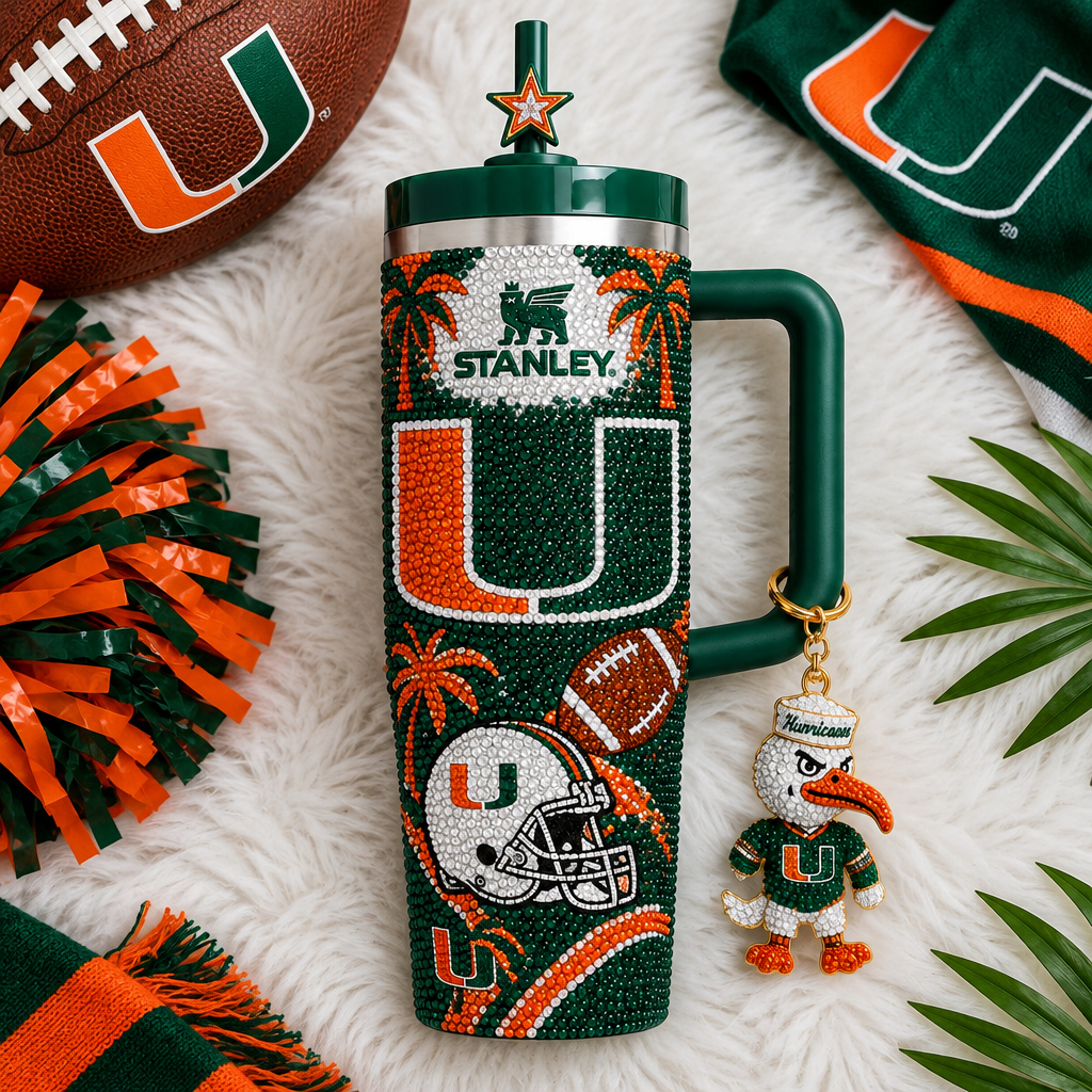 Miami Hurricanes 40oz Tumbler With Handle TTNL